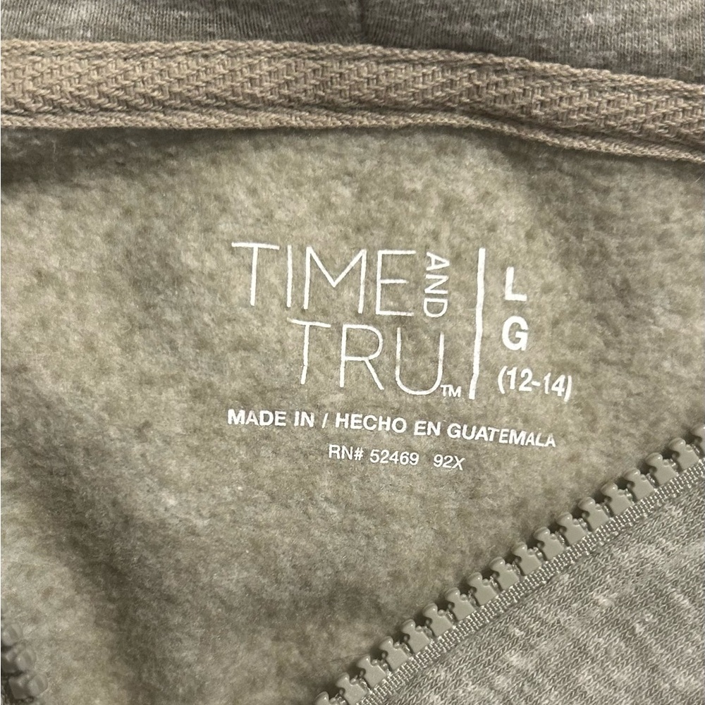 Time and Tru Heathered Green‎ Zip-Up Hoodie - Picture 3 of 4
